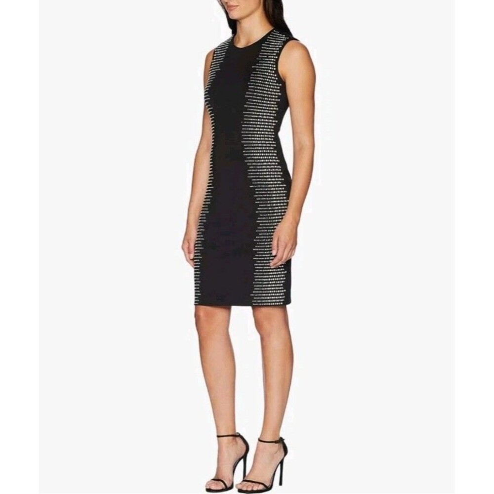 Calvin Klein Black Studded Stretch Jersey Sheath Bodycon Dress Cocktail Party 4